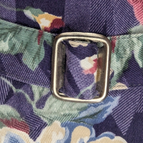 Orvis Vintage Floral Vest In Large Purple Pink Green Buckle In Back - Picture 8 of 9